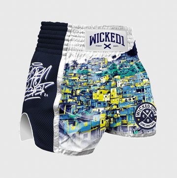 MUAY THAI SHORTS FAVELA RISING "WHITE"