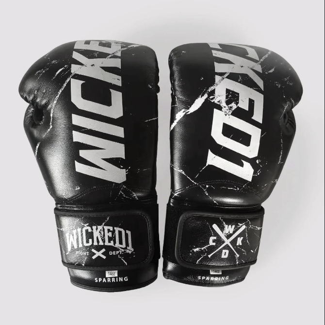 BROKEN SPARRING GLOVES LEATHER "BLACK"