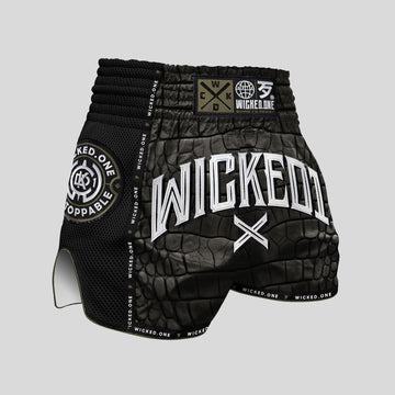 MUAY THAI SHORTS CAIMAN "KHAKI/BLACK"