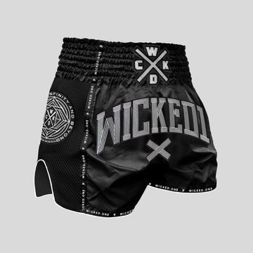 MUAY THAI SHORTS CROSS-LINE "BLACK"