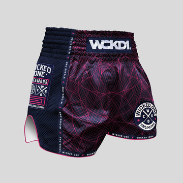 MUAY THAI SHORT METAVERS "NAVY/PINK"