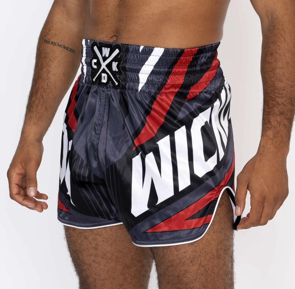 MUAY THAI SHORTS DISTRICT "GREY / RED"