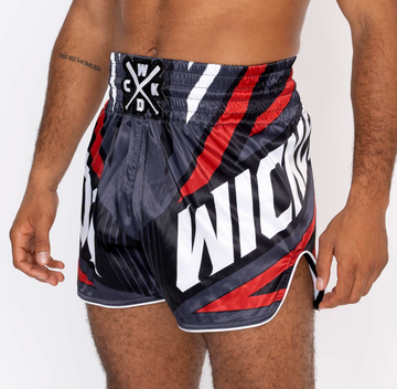 MUAY THAI SHORTS DISTRICT "GREY / RED"