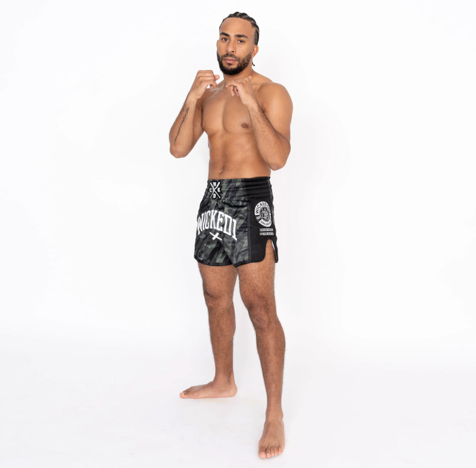 MUAY THAI SHORTS FURY "BLACK/ KAKI"
