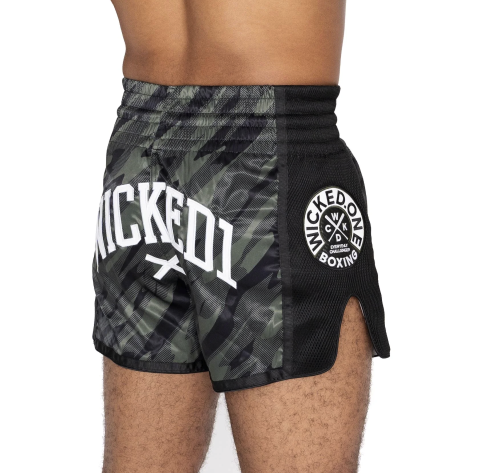 MUAY THAI SHORTS FURY "BLACK/ KAKI"