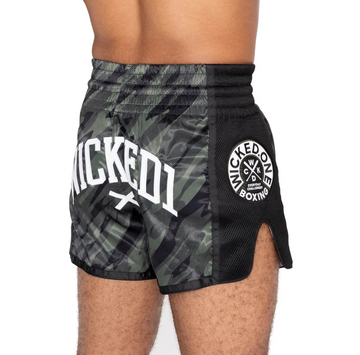 MUAY THAI SHORTS FURY "BLACK/ KAKI"