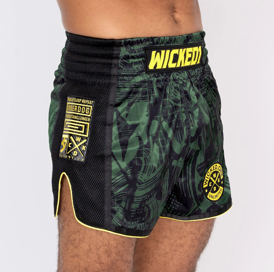 MUAY THAI SHORTS HAVOC "BLACK / KAKI / YELLOW
