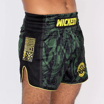 MUAY THAI SHORTS HAVOC "BLACK / KAKI / YELLOW