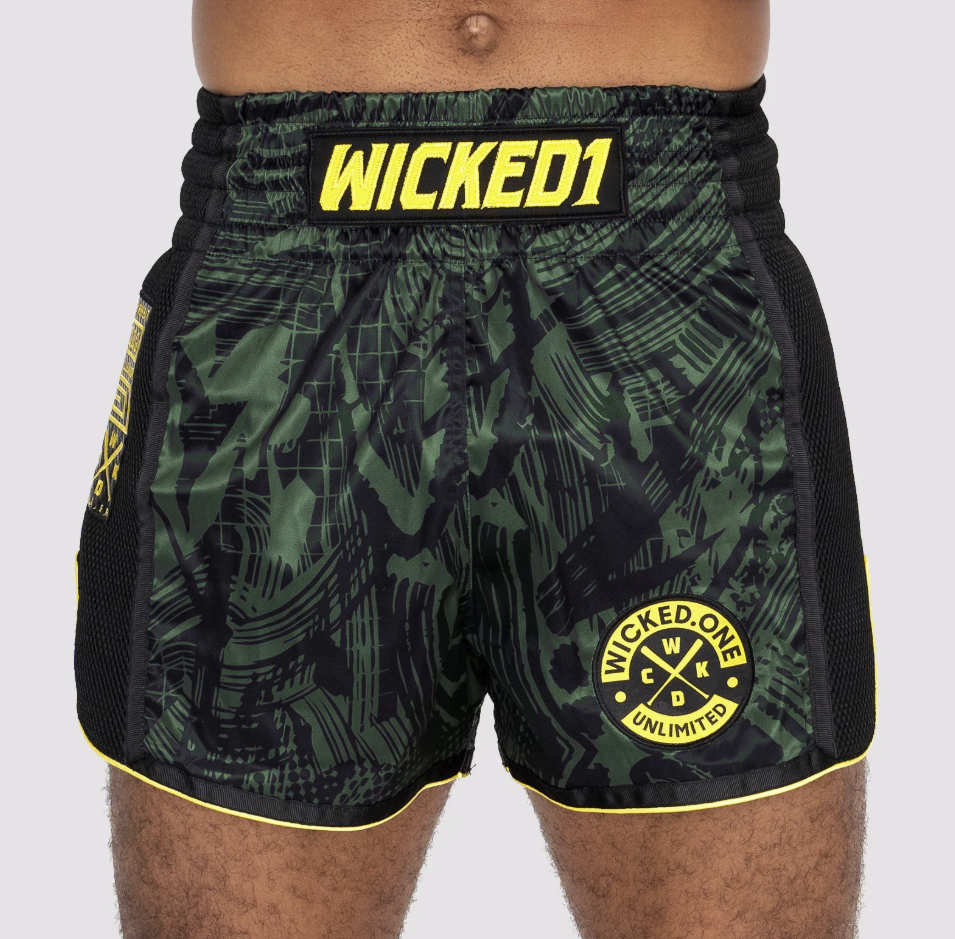 MUAY THAI SHORTS HAVOC "BLACK / KAKI / YELLOW