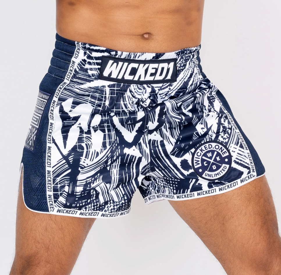 MUAY THAI SHORTS HAVOC "NAVY / WHITE"