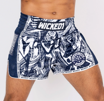 MUAY THAI SHORTS HAVOC "NAVY / WHITE"