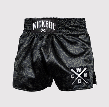 MUAY THAI SHORTS KWAI "BLACK / KAKI"