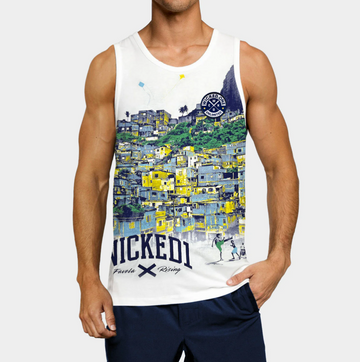 FAVELA RISING WHITE TANK TOP